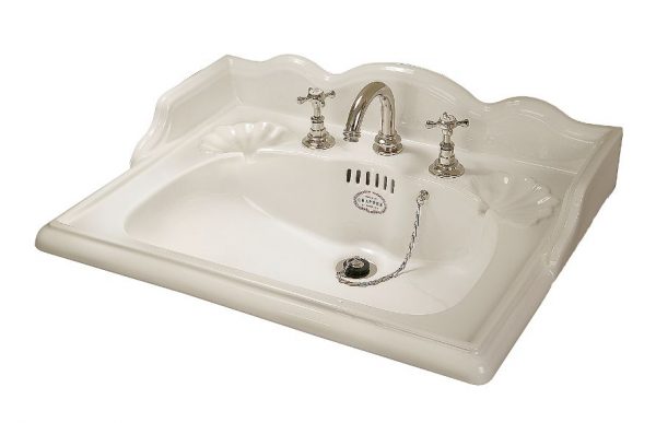 Thomas Crapper three hole lavatory sink in white
