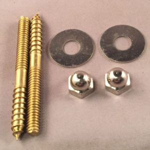 Brass closet screws, washers, and nuts, set of 2 each