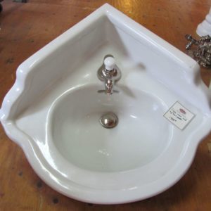Crane corner sink, white porcelain