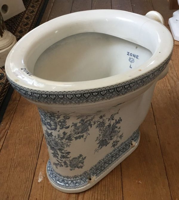 3/4 shot of Thomas Twyford "Zone" model Antique toilet bowl