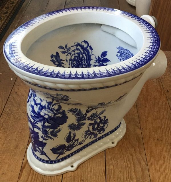 Waterfall hightank toilet bowl, delft blue painted