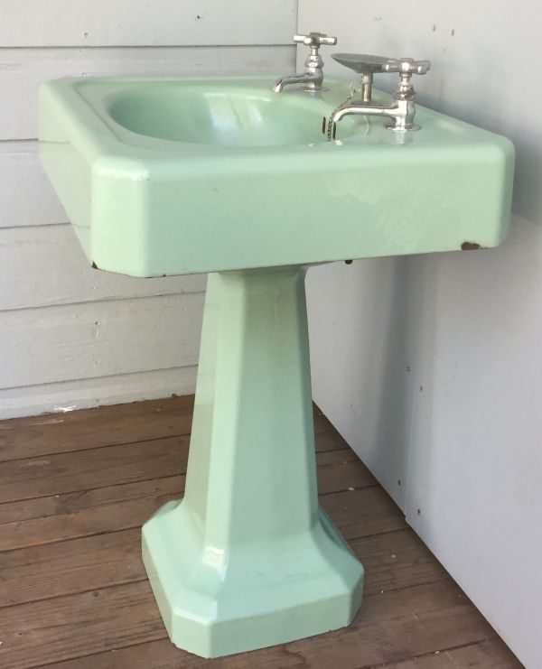 Standard Cast iron ming green Pedestal sink prop rental
