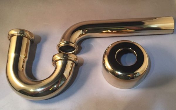 1 1/4" tubular brass P-trap, finish color is PVD brass