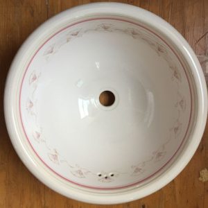 top view new old stock hand-painted drop in round sink basin