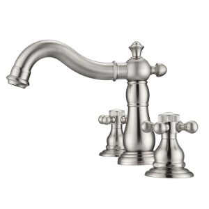 widespread faucet nickel with metal cross handles and porcelain h c caps