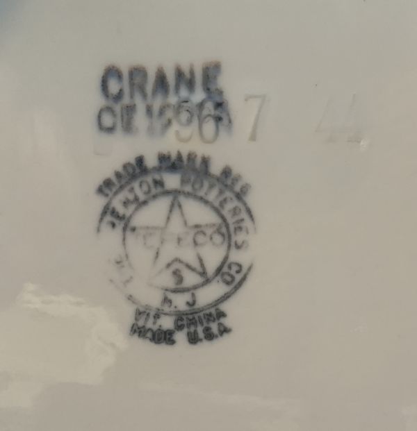 Crane Logo and date code on white undermount sink