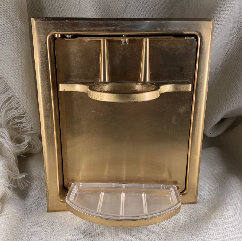 Hall Mack Concealed soapdish in gold, interior shot