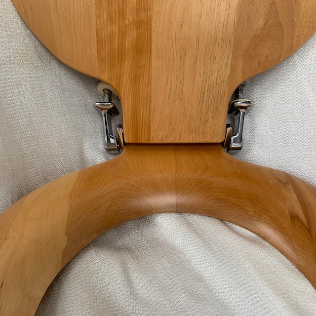 Vintage Restored Maple Round Front Toilet Seat with Chrome Hinge