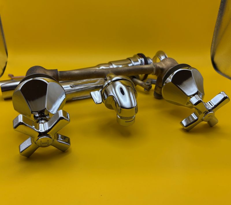 Mid-1950's Restored Vintage Standard Companion Shelf-back Faucet and Drain - Image 2