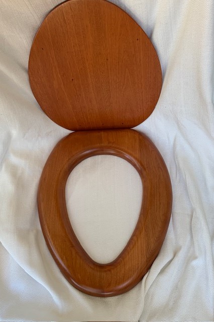 Elongated Mixed Wood Finished Toilet Seat open